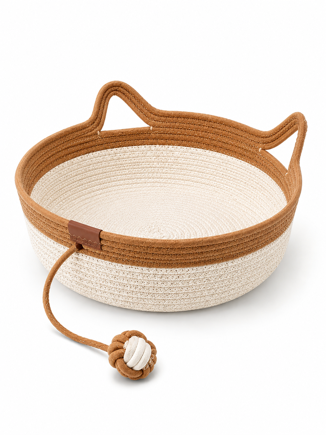 🐱 Handwoven Rope Cat Basket – Brown
