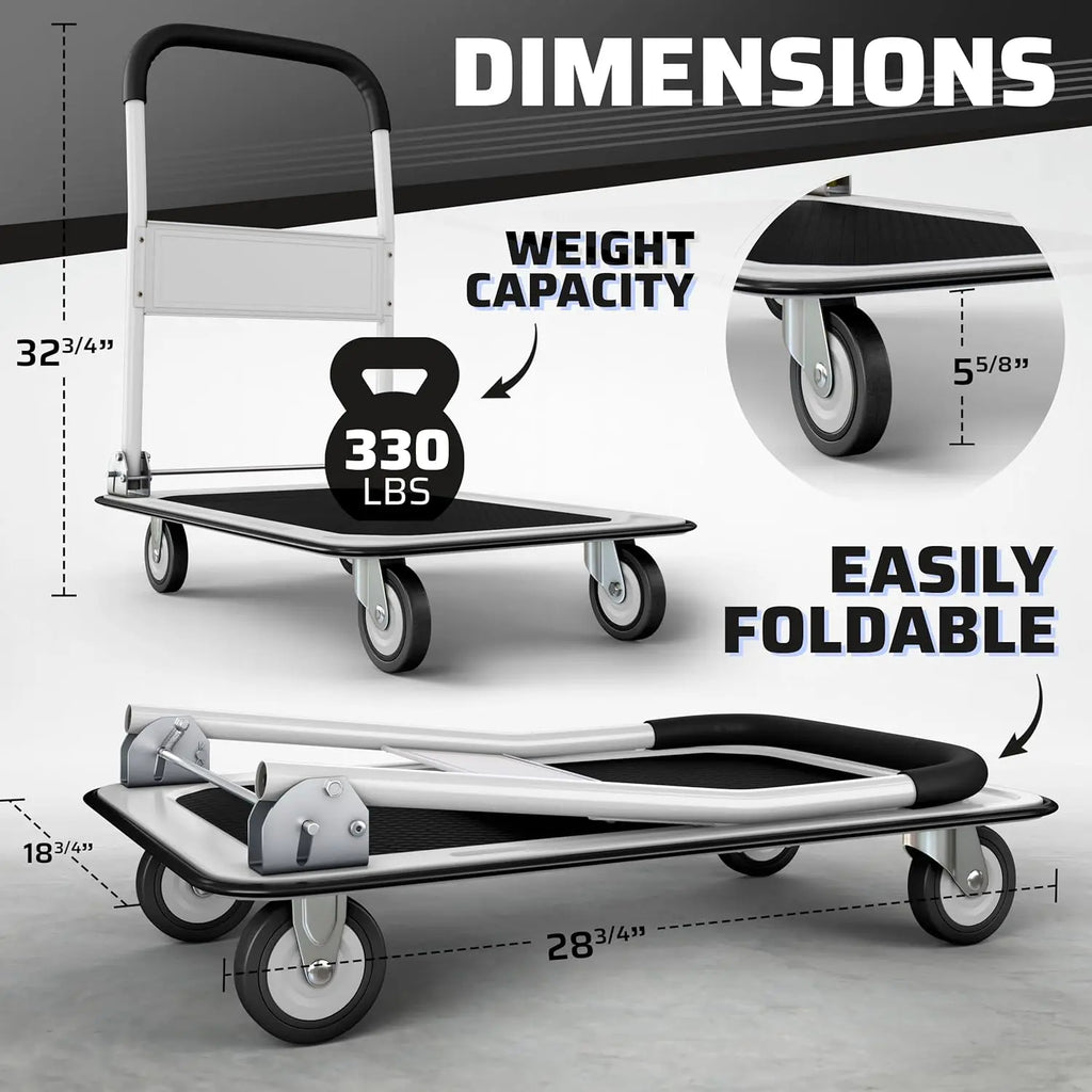 🛒 Foldable Push Cart Dolly – Heavy Duty Moving Platform (330 / 660 lbs)