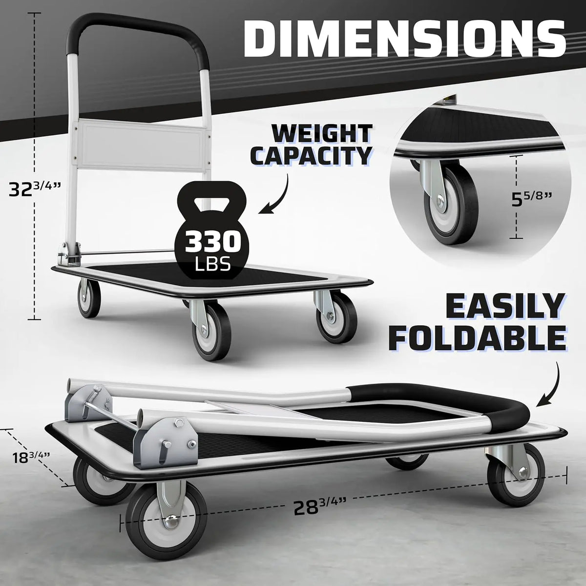 🛒 Foldable Push Cart Dolly – Heavy Duty Moving Platform (330 / 660 lbs)
