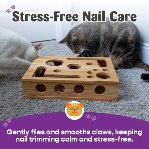 🐱 Oak Wood Cat Nail File Box – Stress-Free Nail Trimming