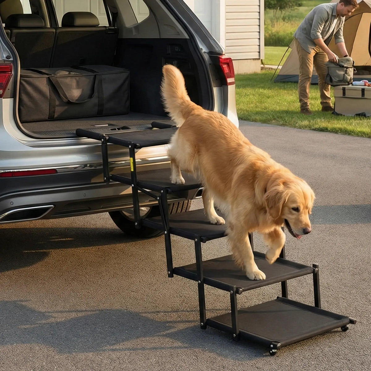 🐕 Foldable Dog Car Stairs – 5-Step, Anti-Slip, Up to 150 lbs