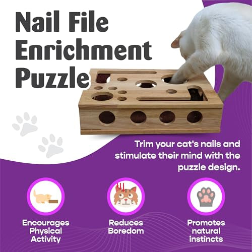 🐱 Oak Wood Cat Nail File Box – Stress-Free Nail Trimming