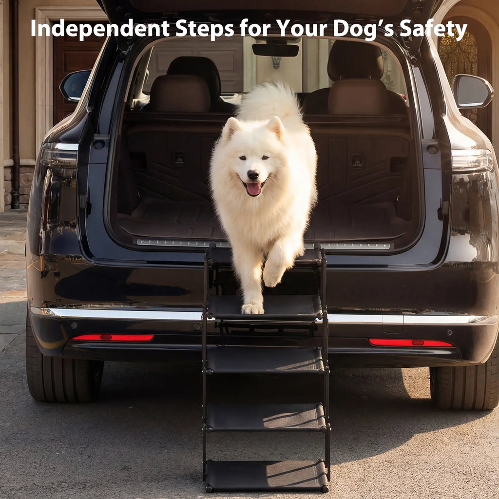 🐕 Foldable Dog Car Stairs – 5-Step, Anti-Slip, Up to 150 lbs