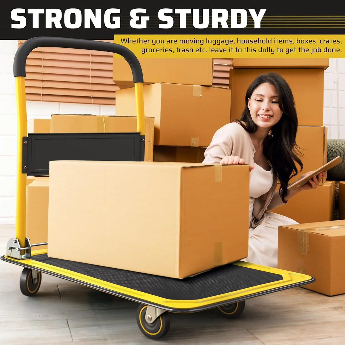 🛒 Foldable Push Cart Dolly – Heavy Duty Moving Platform (330 / 660 lbs)