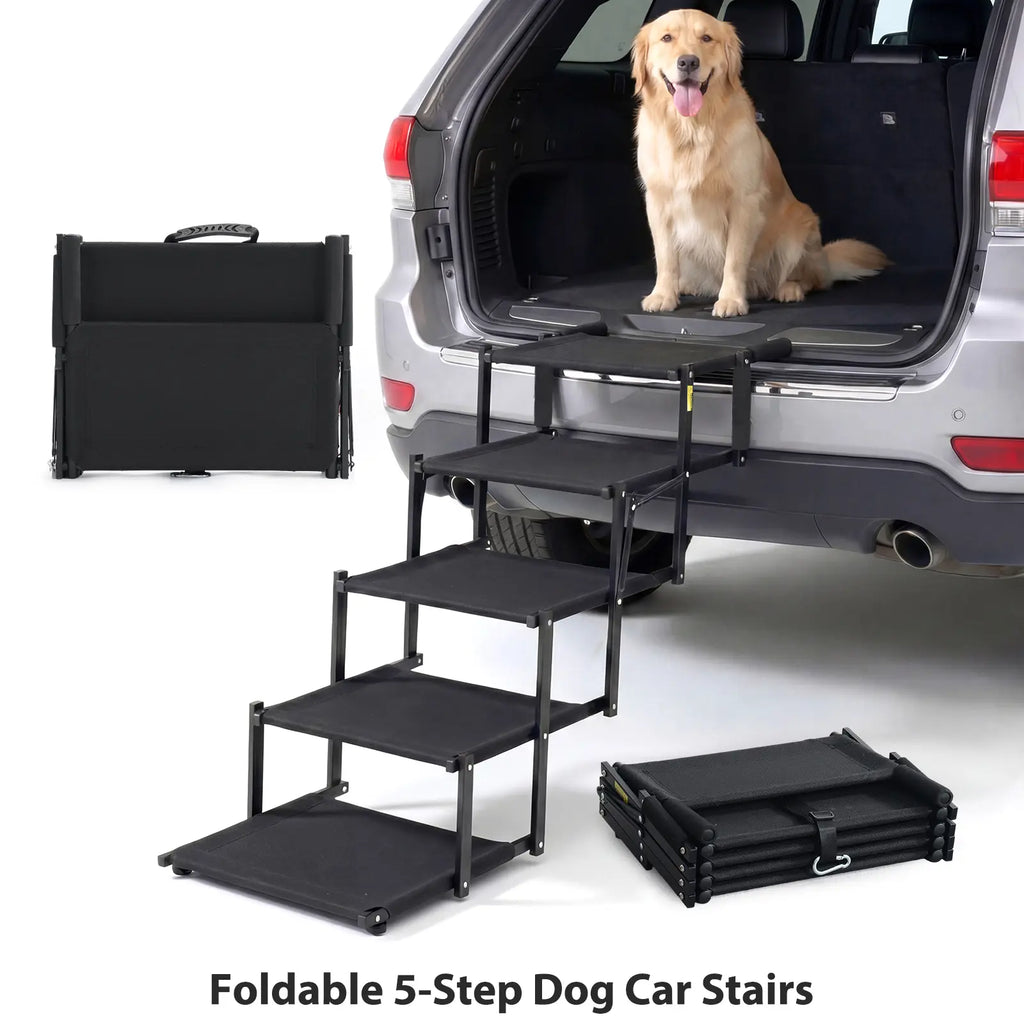 🐕 Foldable Dog Car Stairs – 5-Step, Anti-Slip, Up to 150 lbs