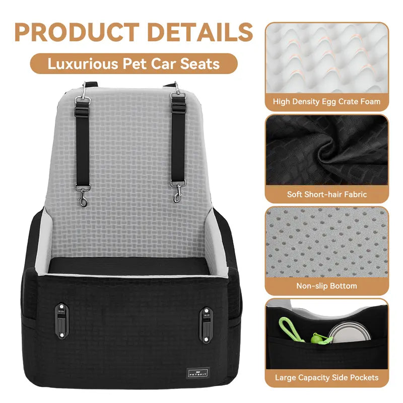 🐕   Dog Car Seat – 5"&6"Memory Foam Booster for Small &Medium Dogs