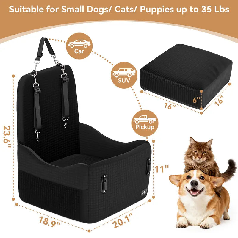 🐕   Dog Car Seat – 5"&6"Memory Foam Booster for Small &Medium Dogs