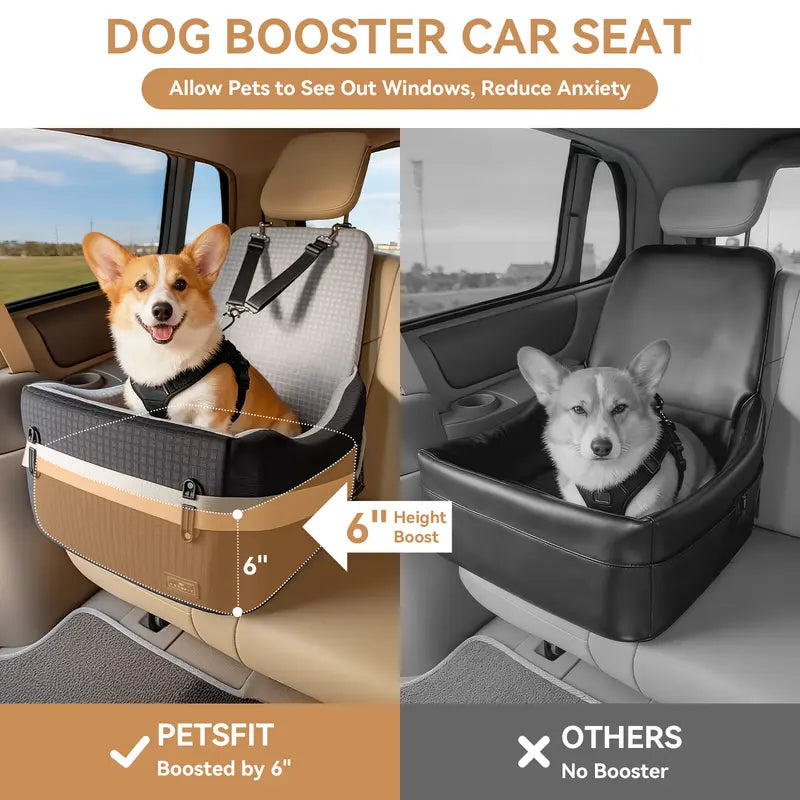 🐕   Dog Car Seat – 5"&6"Memory Foam Booster for Small &Medium Dogs