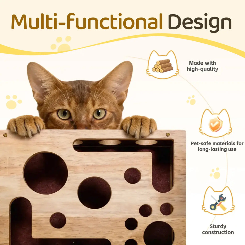 🐱 Oak Wood Cat Nail File Box – Stress-Free Nail Trimming