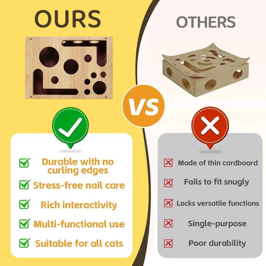 🐱 Oak Wood Cat Nail File Box – Stress-Free Nail Trimming