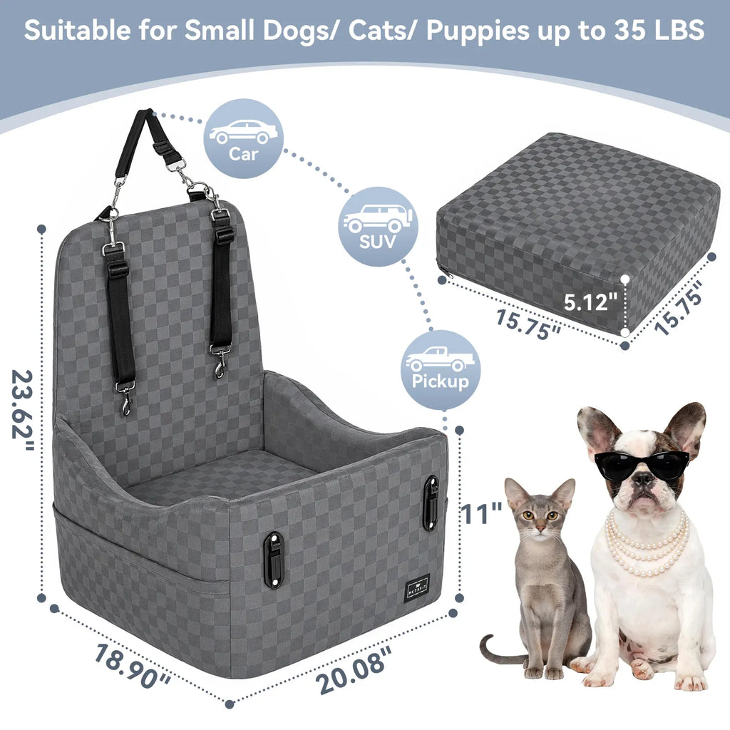 🐕   Dog Car Seat – 5"&6"Memory Foam Booster for Small &Medium Dogs