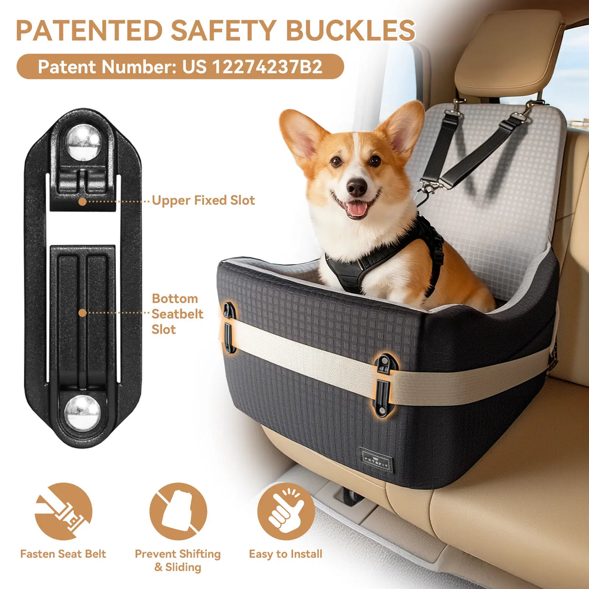 🐕   Dog Car Seat – 5"&6"Memory Foam Booster for Small &Medium Dogs