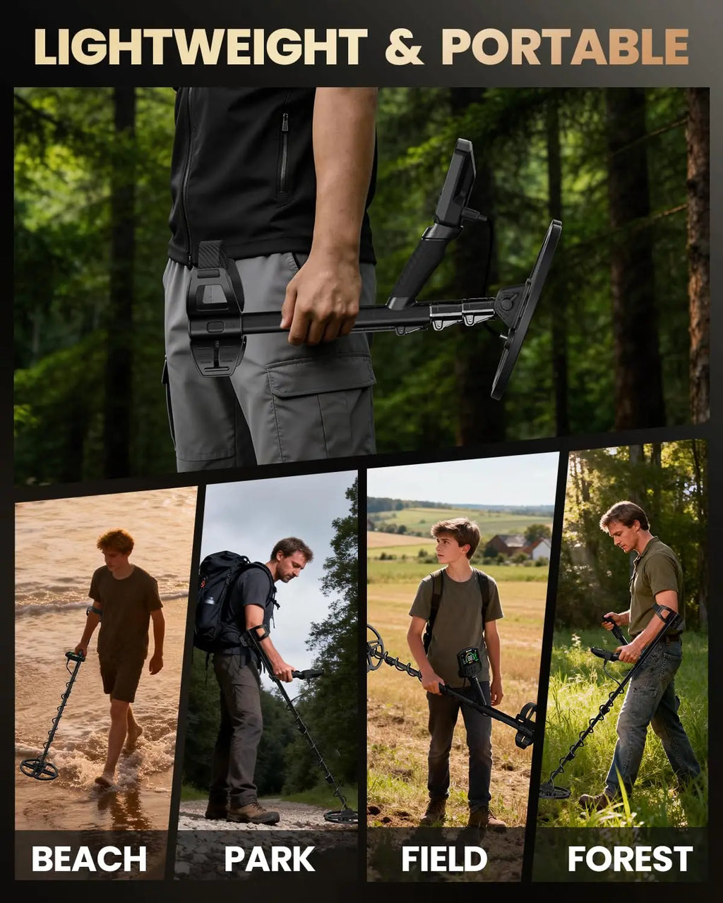 🔍 Professional Metal Detector – 10"&12"&13" Waterproof Coil, Color LCD