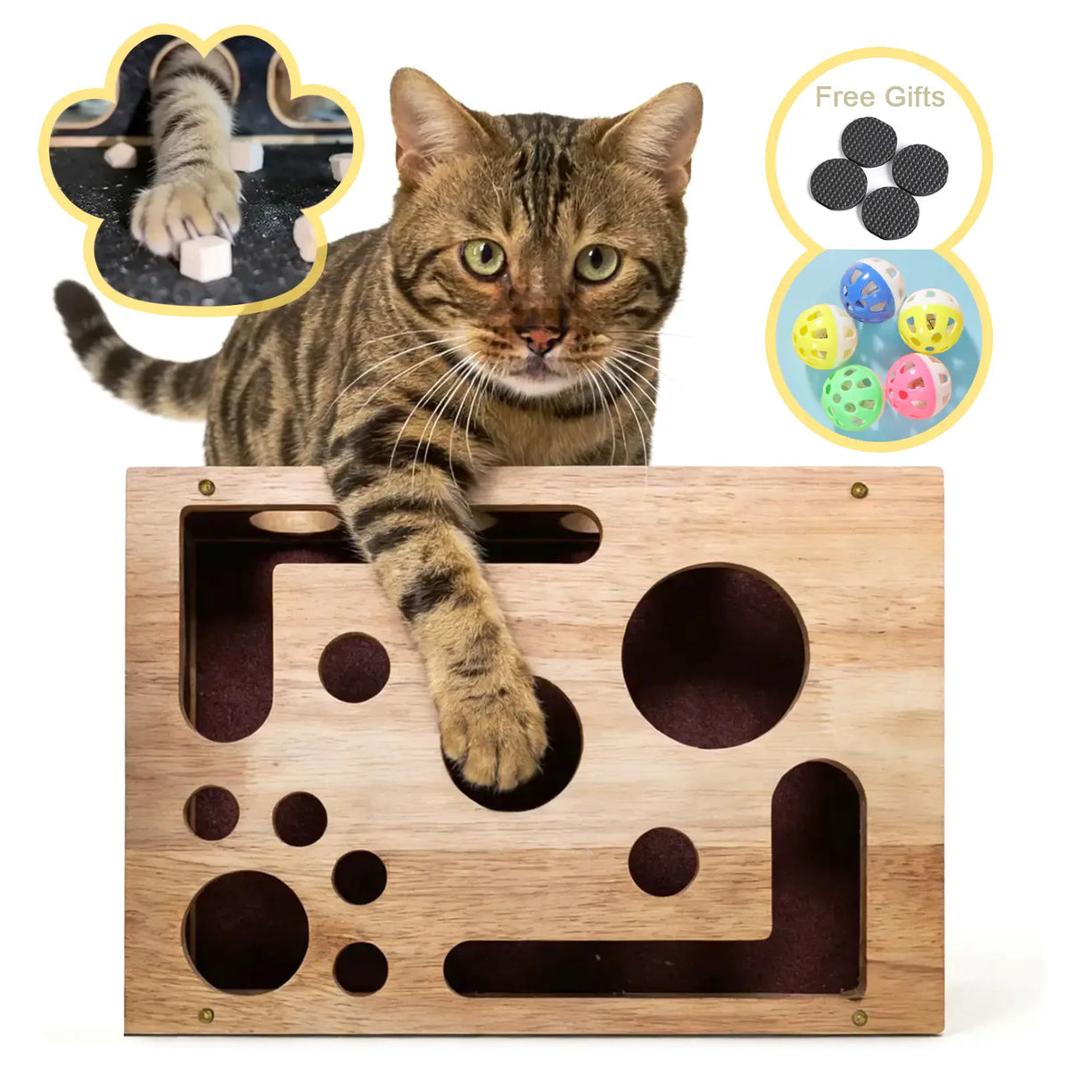🐱 Oak Wood Cat Nail File Box – Stress-Free Nail Trimming