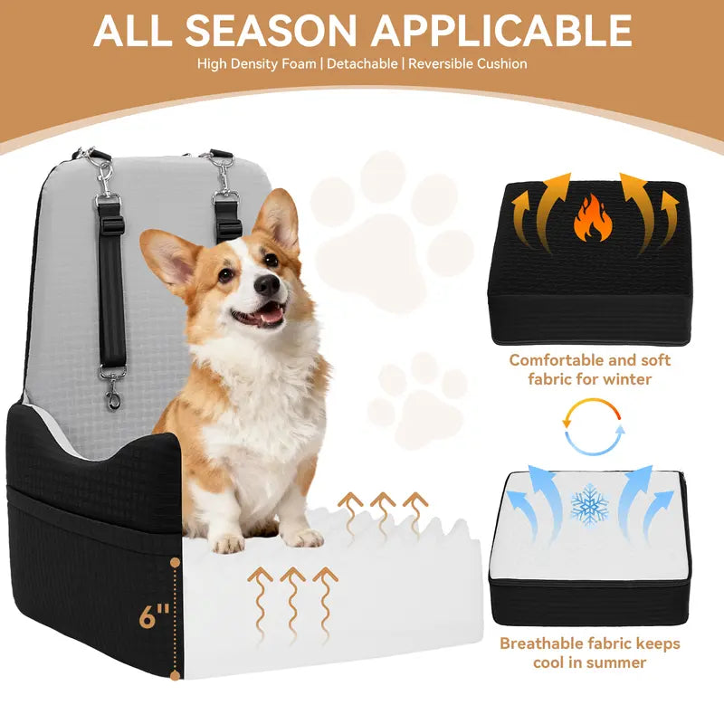 🐕   Dog Car Seat – 5"&6"Memory Foam Booster for Small &Medium Dogs