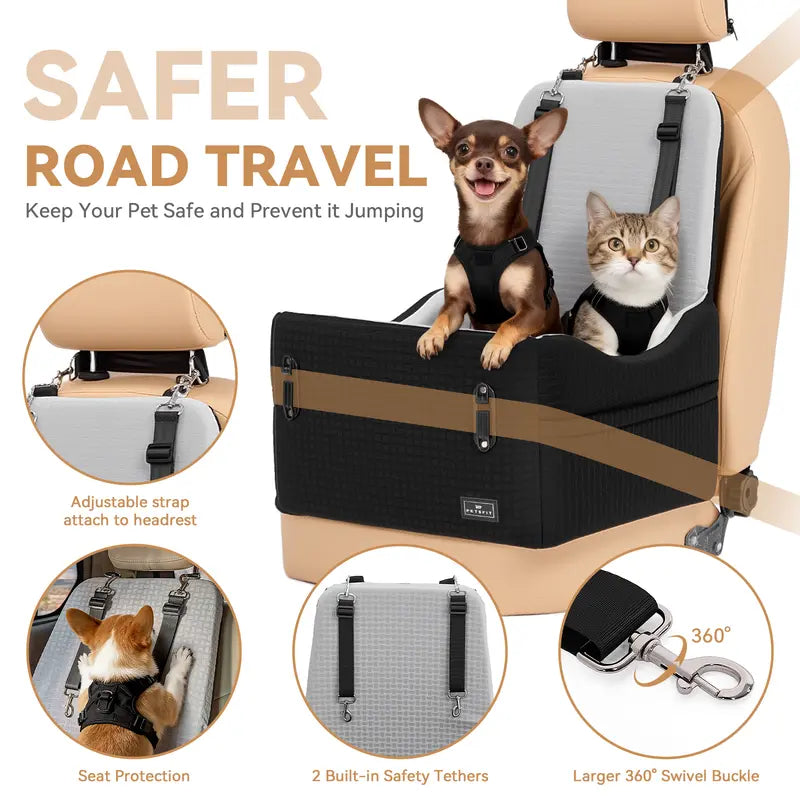 🐕   Dog Car Seat – 5"&6"Memory Foam Booster for Small &Medium Dogs
